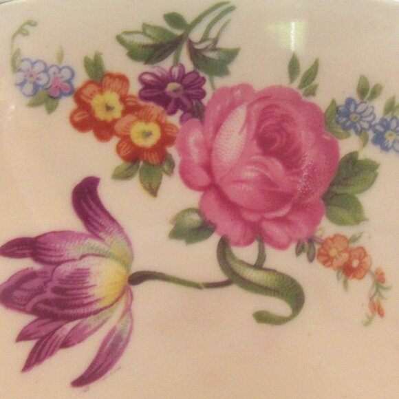 Aynsley Tea Cup and Saucer, Soft Beige and Spring Floral, Corset Shape, H28 - Picture 6 of 8